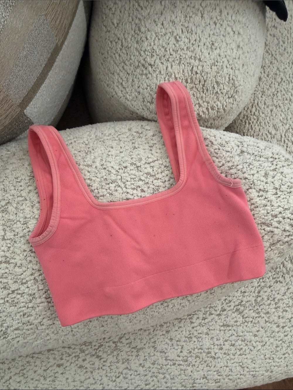 Bombshell Sportswear Coral Pink Ribbed Square-Neck Bralette